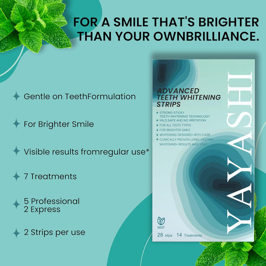 Mint Flavor Teeth whitening Strips- Enamel Safe - Whitening Without The Sensitivity, for Coffee, Wine, Tobacco, and Other Stains,14 Day Treatment