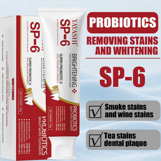 YAYASHI SP-6 Probiotic Whitening Toothpaste – Advanced Formula with 6 Probiotics for Brighter Teeth & Healthier Gums, Enamel-Friendly, Fresh Peppermint, Long-Lasting Clean
