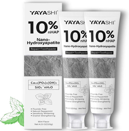 Hydroxyapatite Toothpastes 10%,Fluoride-Free Toothpaste, Gentle Mint, Fresh Breath, Daily Use for Oral Health 4.23oz