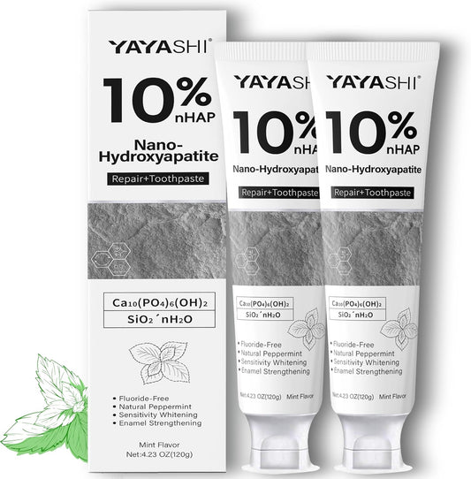Hydroxyapatite Toothpastes 10%,Fluoride-Free Toothpaste, Gentle Mint, Fresh Breath, Daily Use for Oral Health 4.23oz