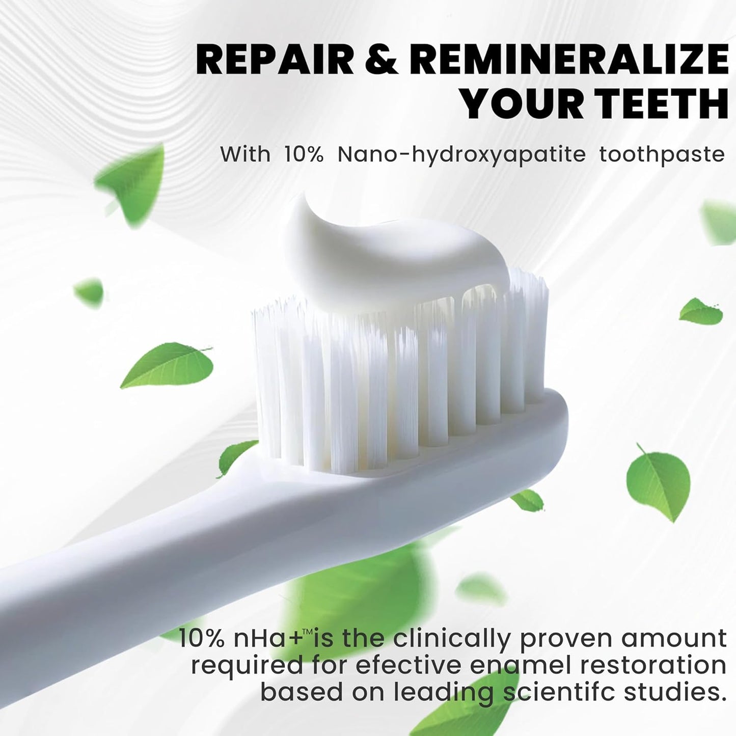 Hydroxyapatite Toothpastes 10%,Fluoride-Free Toothpaste, Gentle Mint, Fresh Breath, Daily Use for Oral Health 4.23oz