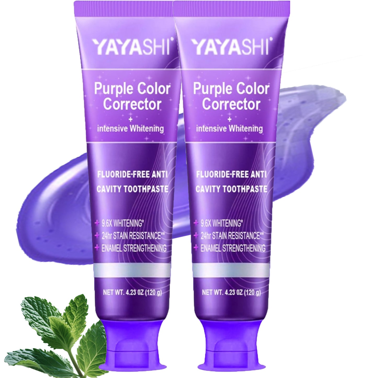 Purple Color Corrector Whitening Toothpaste, Fluoride-Free,Deep Stain Remover Toothpaste, Plaque Remover for Teeth,freshens Breath,Vanilla Mint