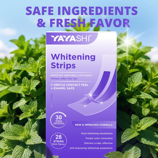 YAYASHI Purple Whitening Strips, Removes Yellow Stains,30 Min Treatment, 14 Treatmetnts, 28 Strips